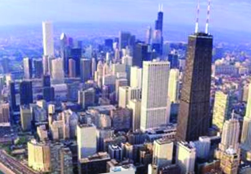 Aerial view of the Chicago skyline